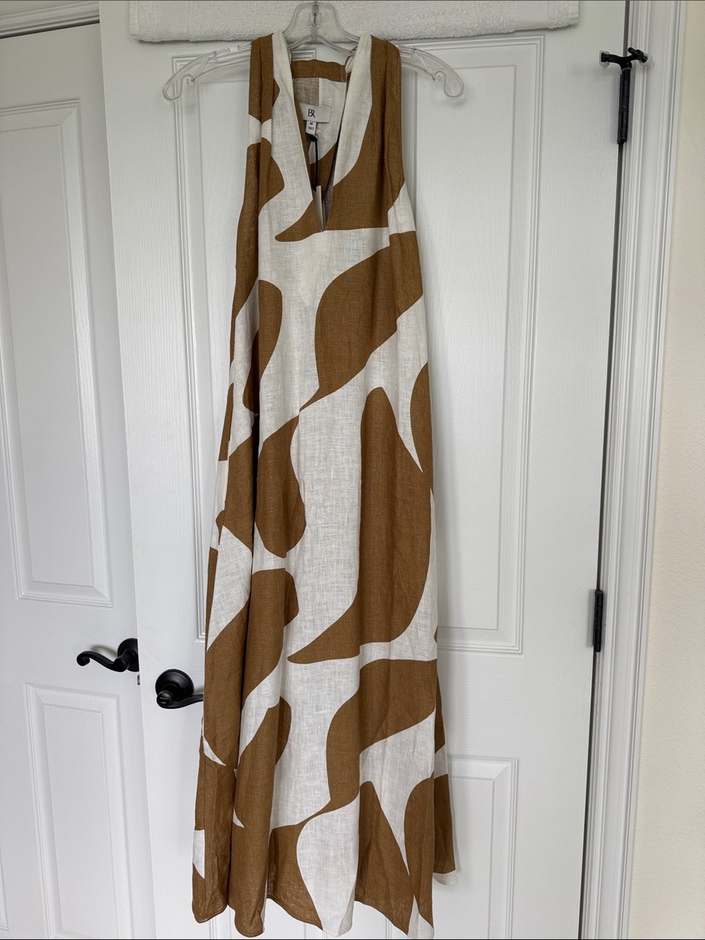 NWT Banana Republic Brown and White Abstract Print Maxi Dress Size Medium